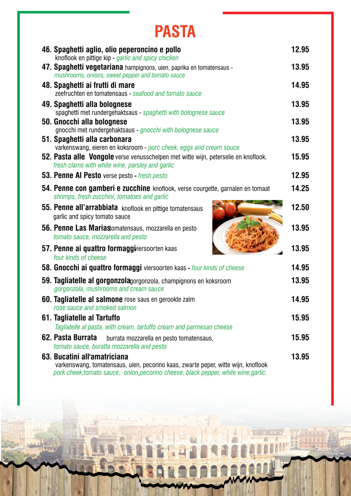 Las Marias menu