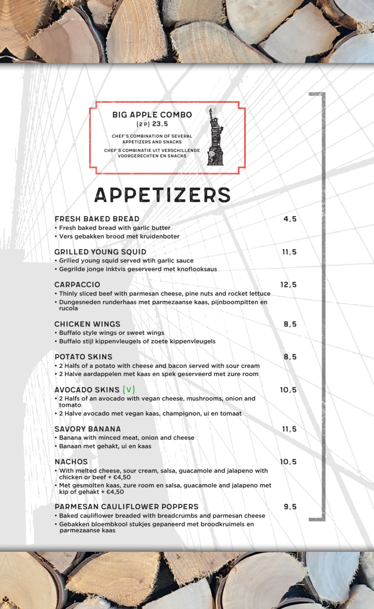 The Big Apple menu