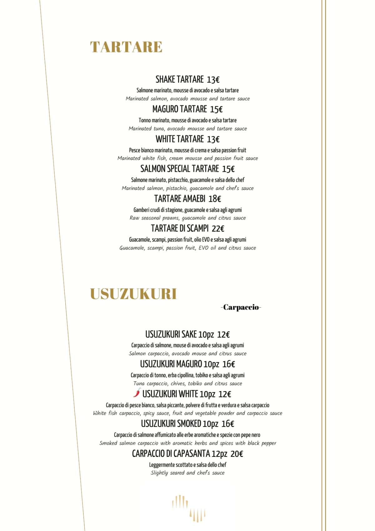 Ayu Sushi menu