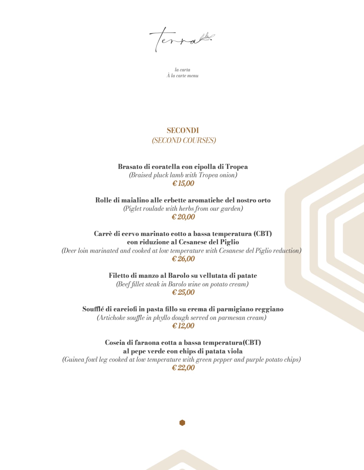 Menu 2024 - Terra Al Piglio Maison de Charme in Piglio | TheFork
