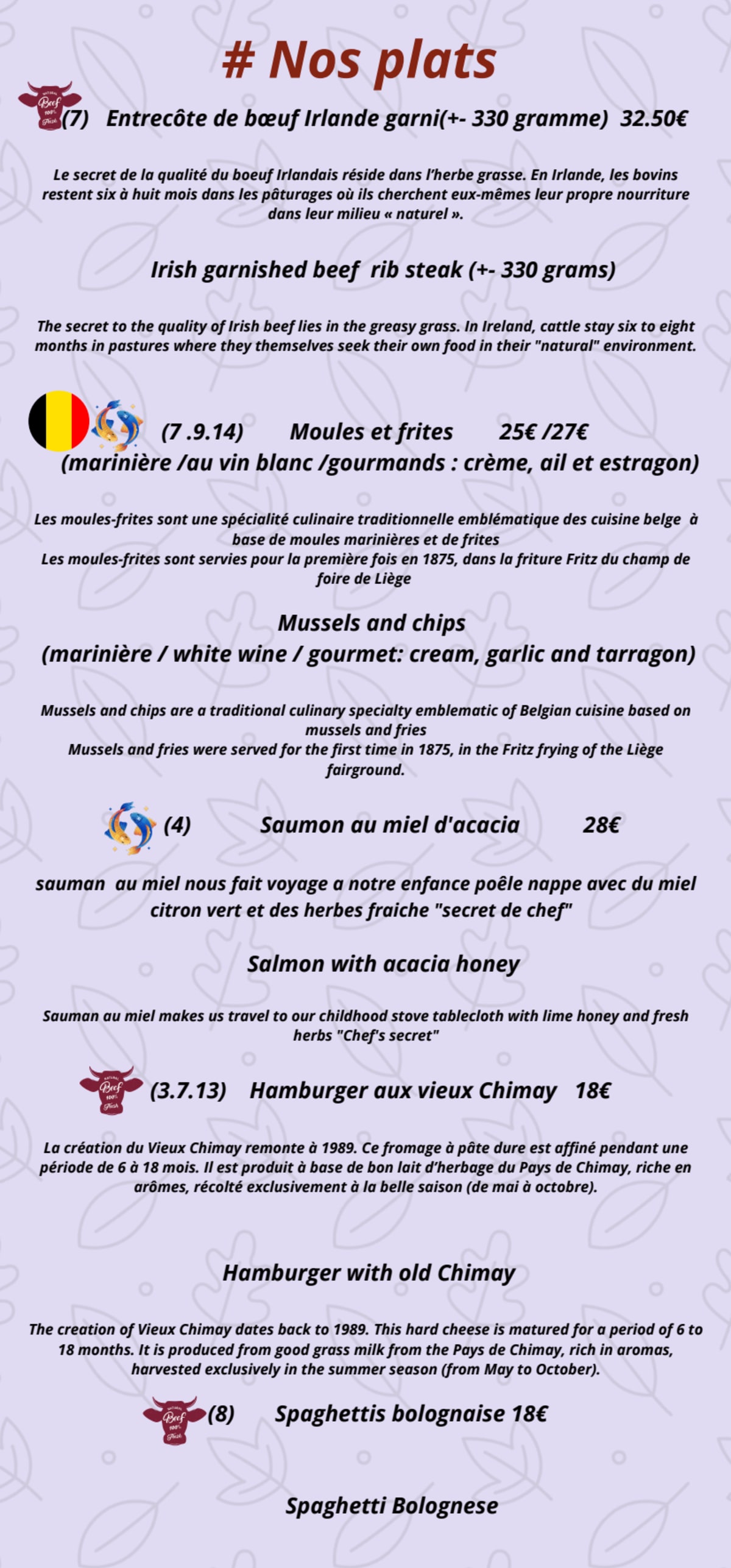 La Maison des Gourmands menu