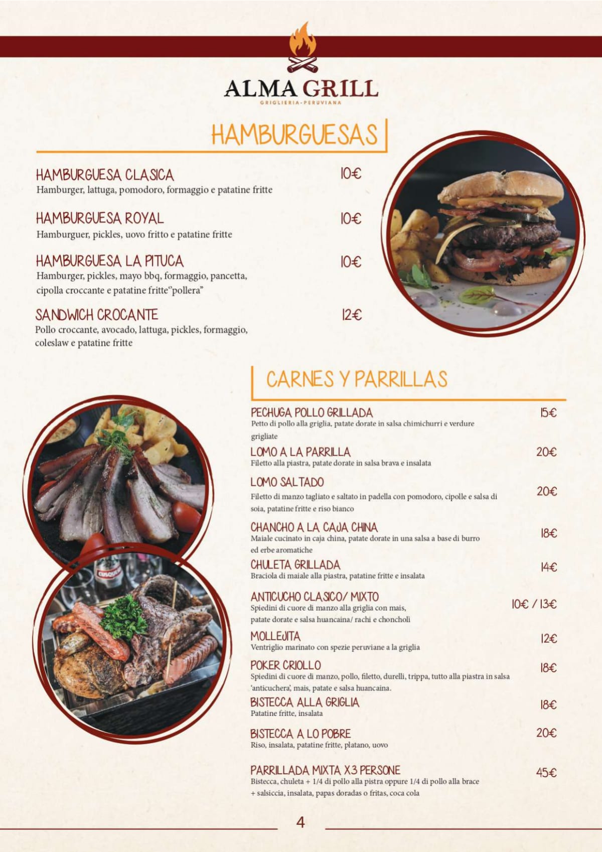 ALMA GRILL menu