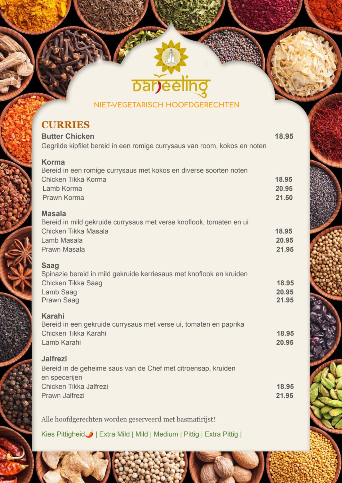 Carte et Menus 2024 Darjeeling Restaurant à Krommenie TheFork