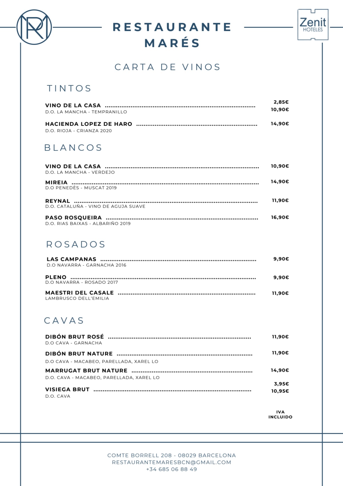 Marés menu