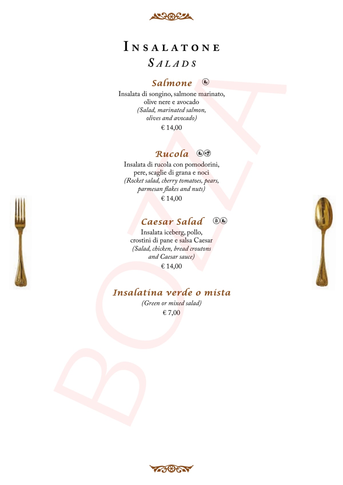 Il Vero Alfredo menu