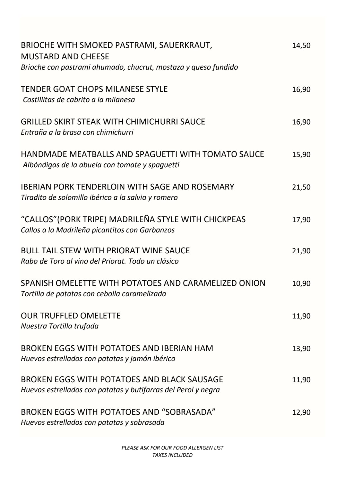 Tapas 24 - Diagonal menu