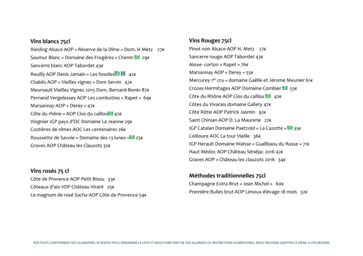 Circonstances menu