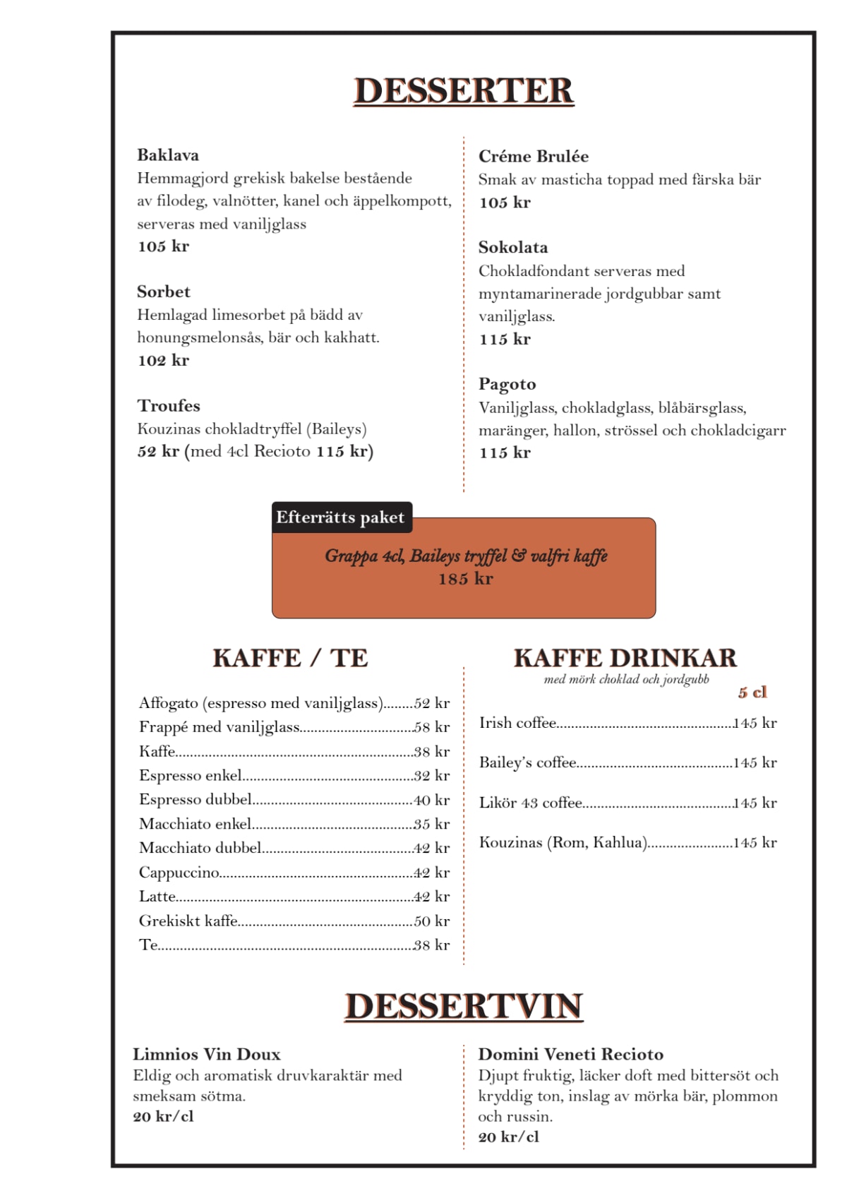 Kouzina menu