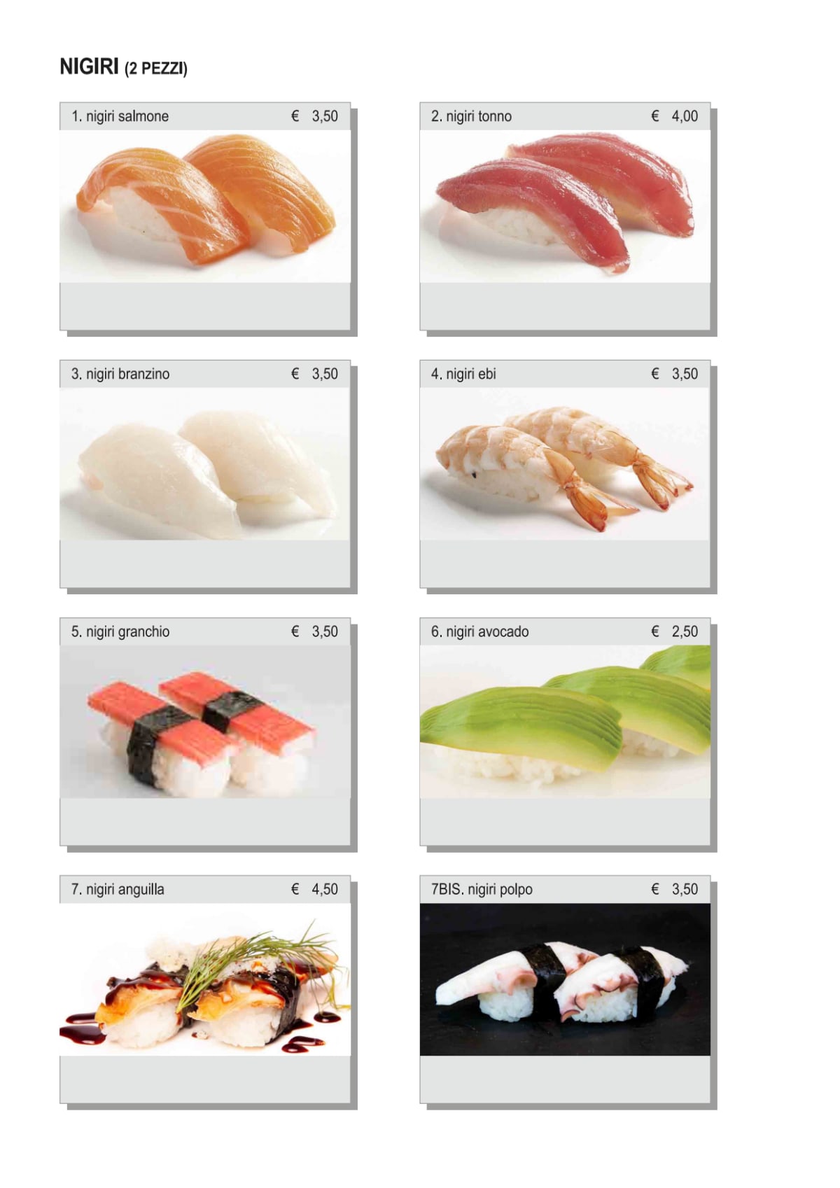 Isushi menu 2024
