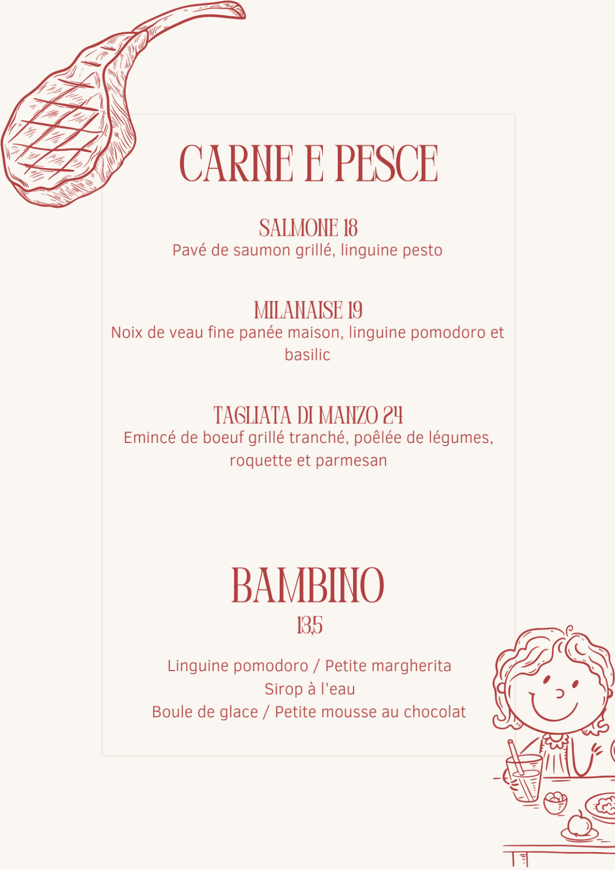 Cibo menu