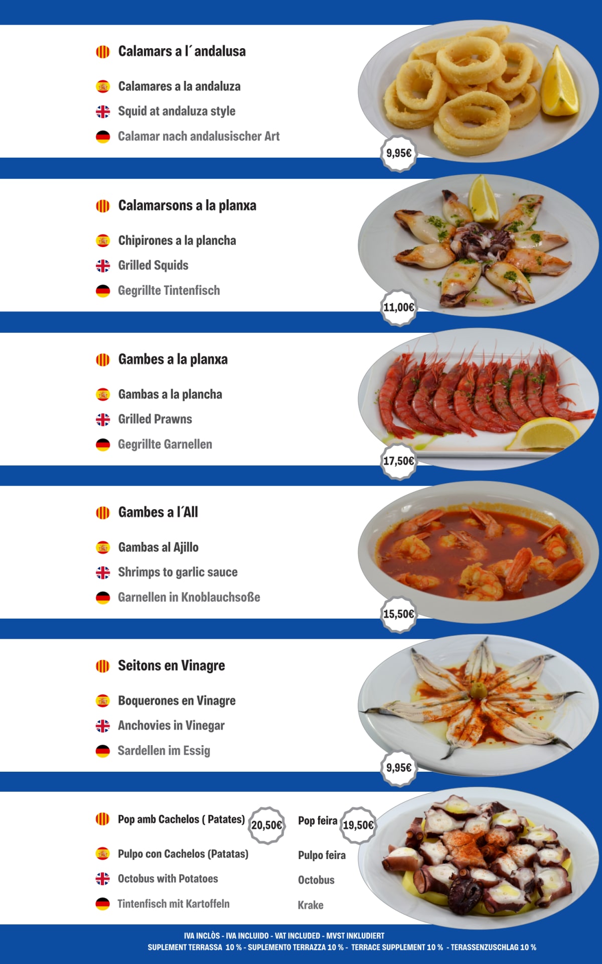 Alta Galicia menu