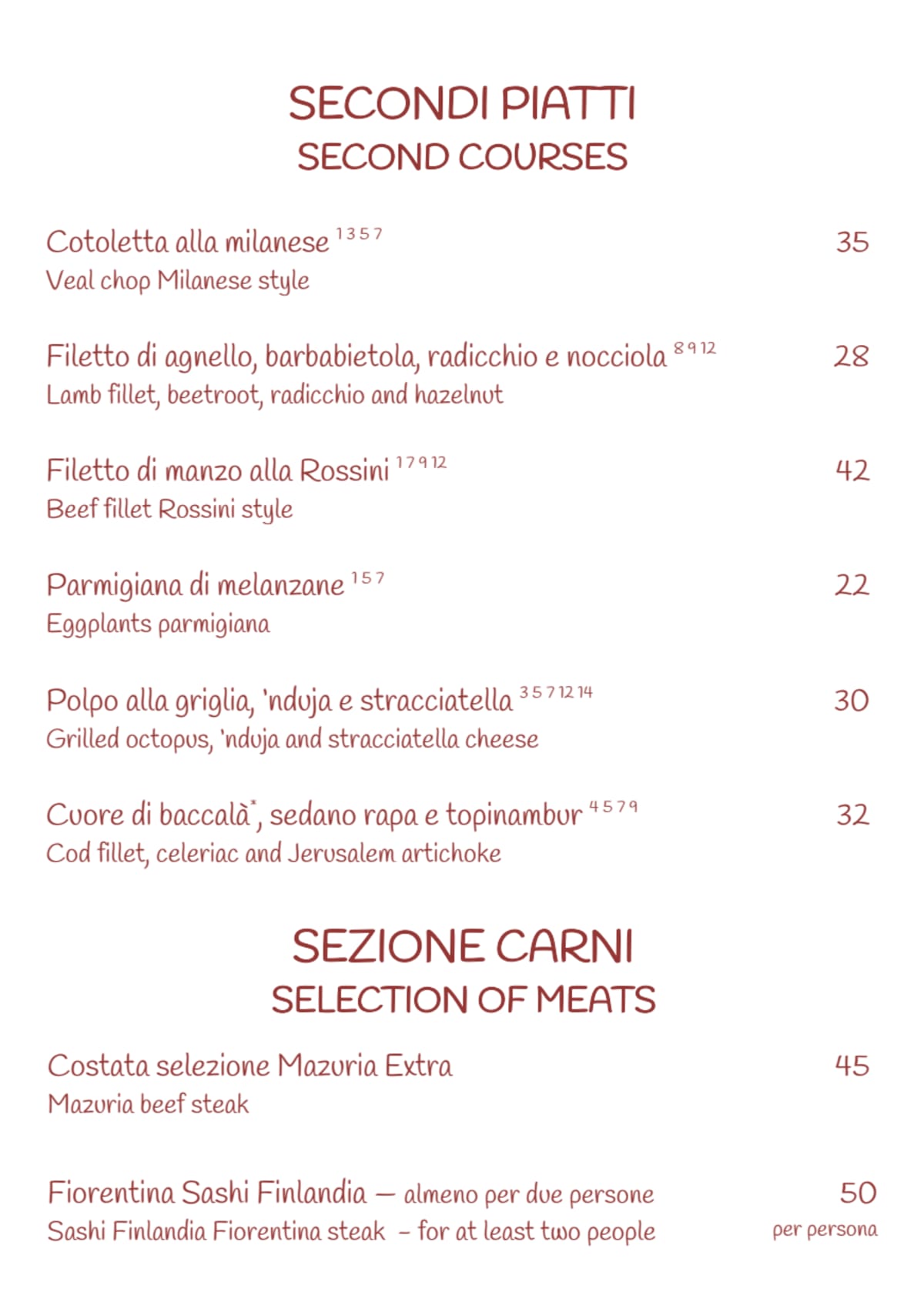 Giacomo Bistrot menu