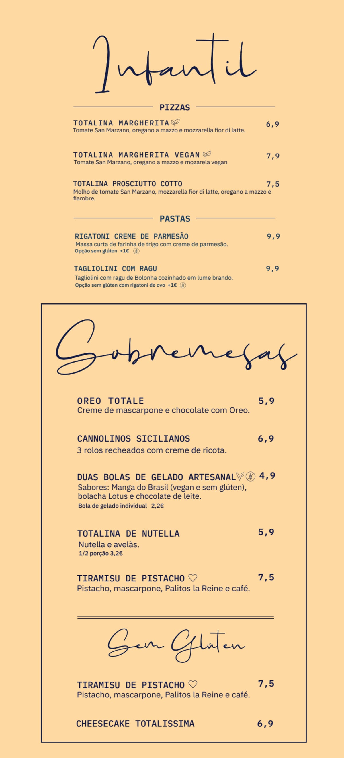 Totale Pizzeria - Alvalade menu