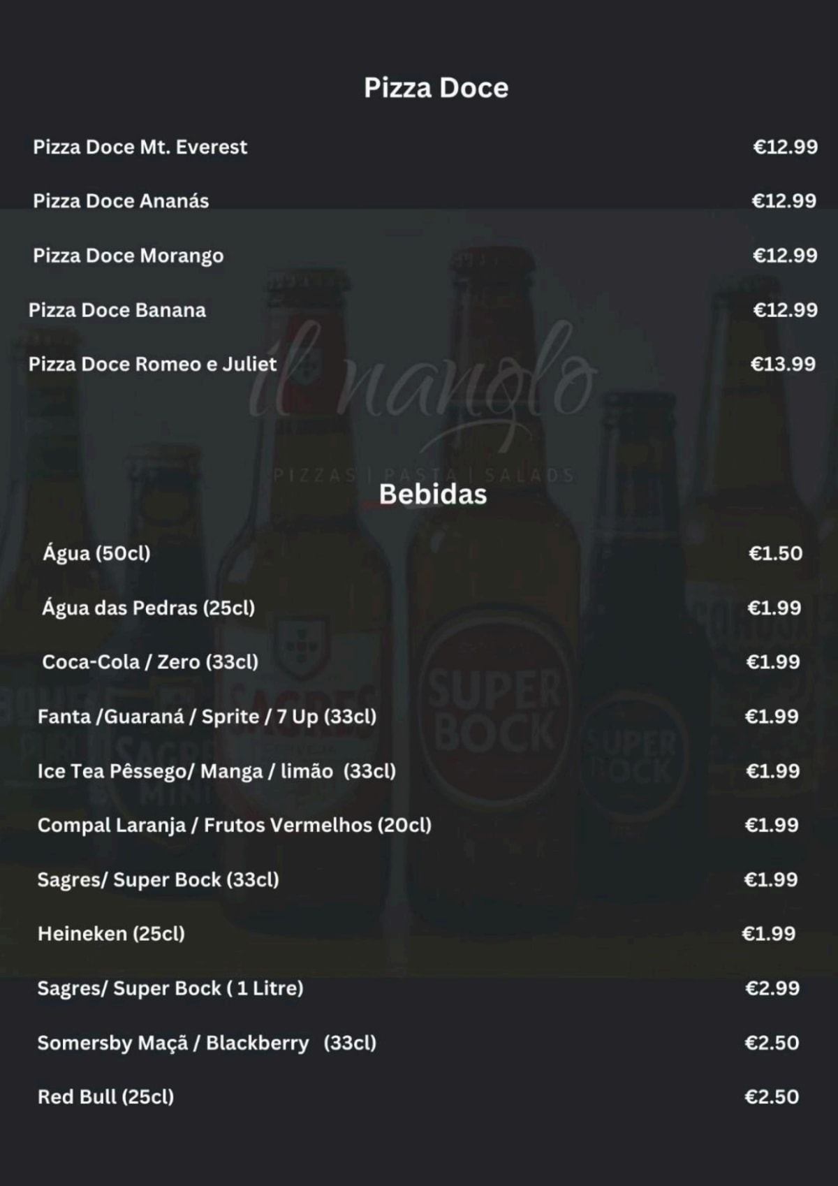 Il Nanglo Pizzeria menu