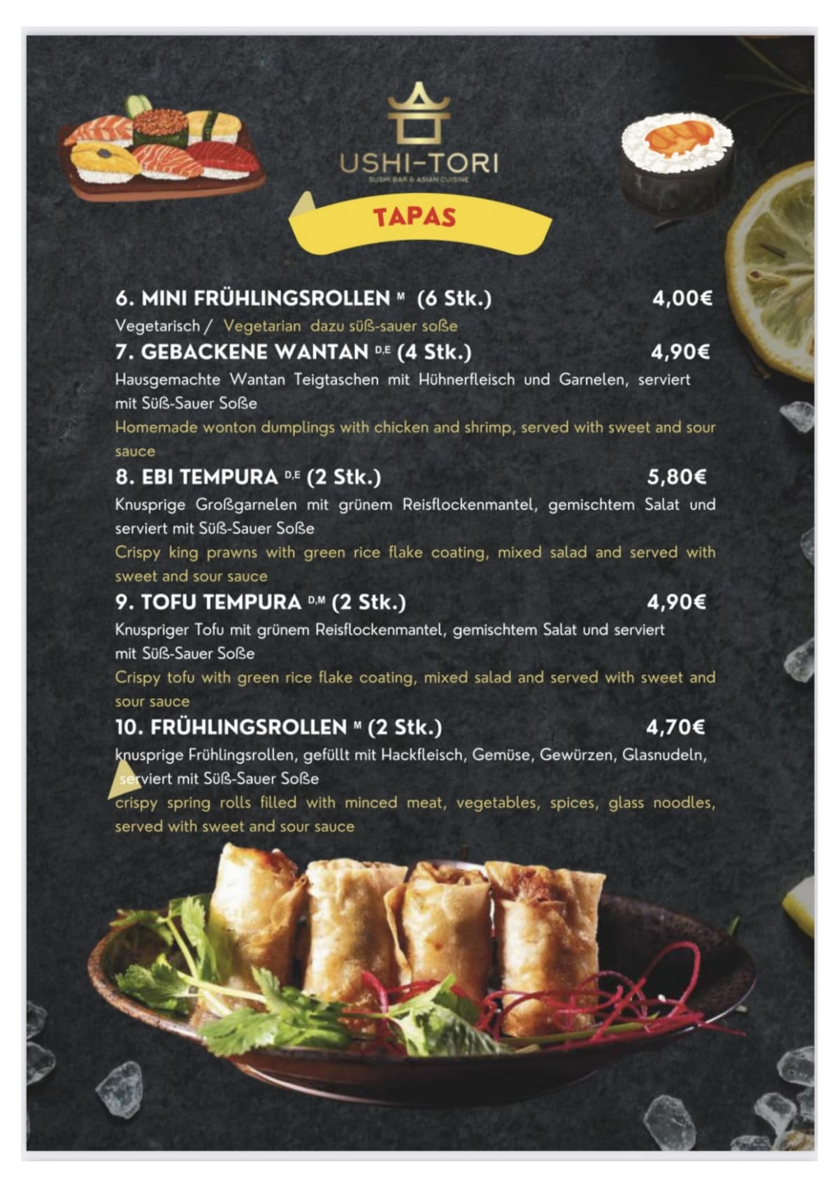 Tori store tori menu