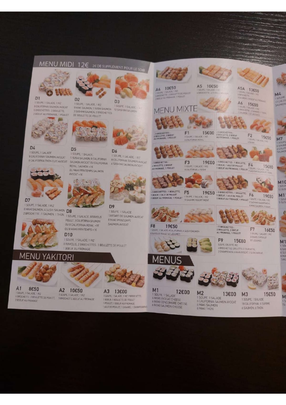 Sushi Osaka menu