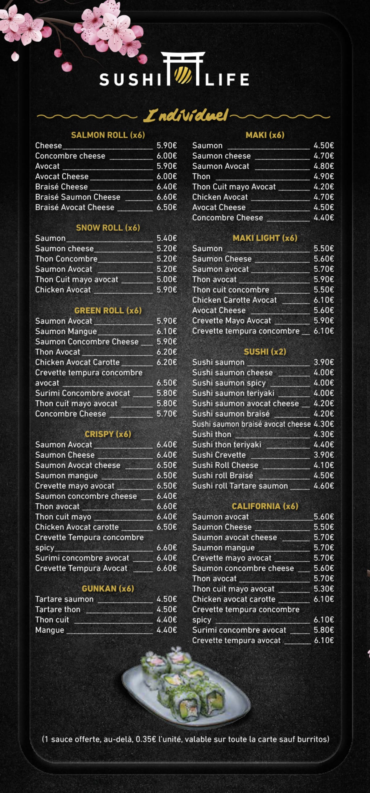 Menù completo e carta 2024 Sushi Life a Villeurbanne TheFork