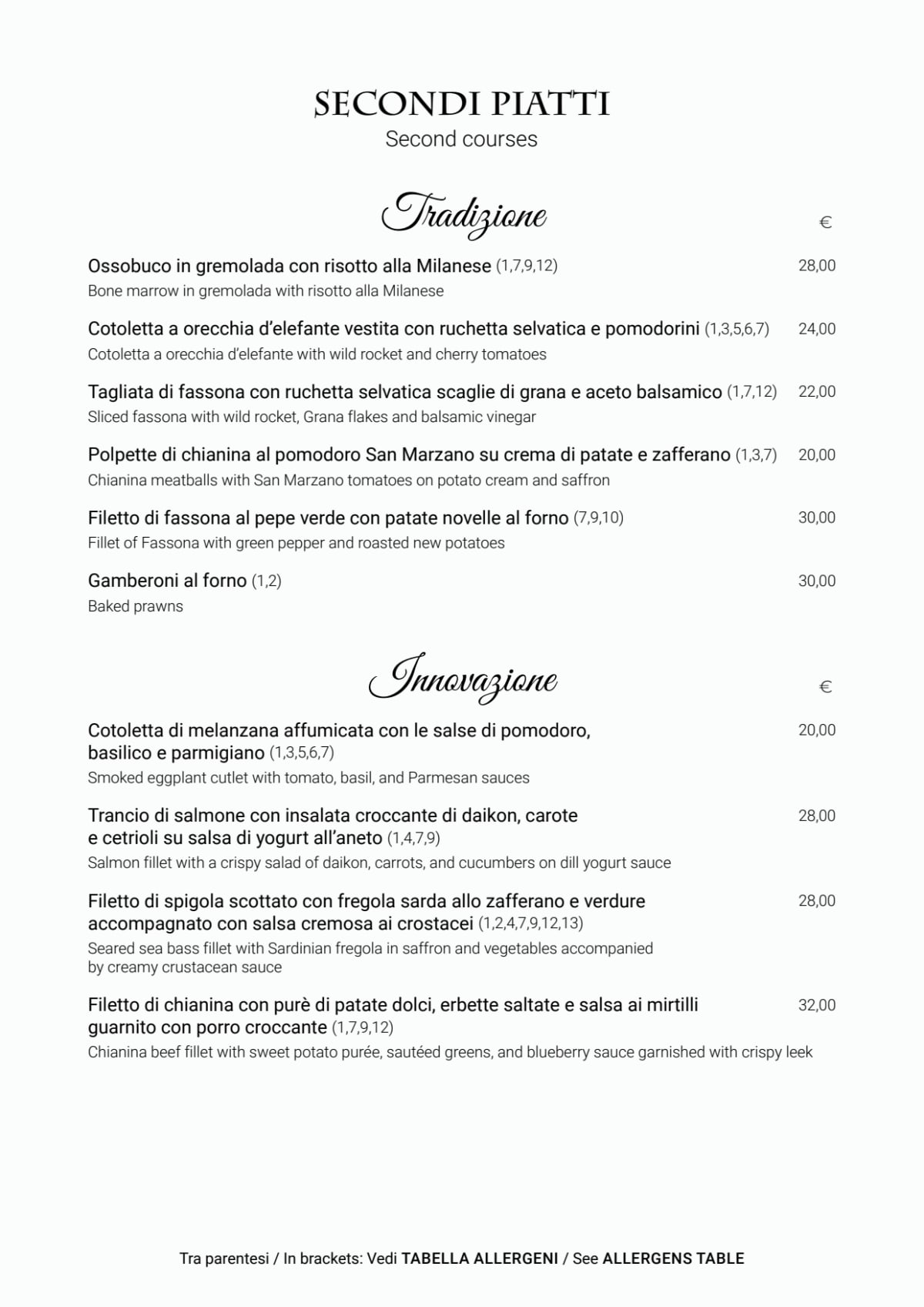 Brera 29 Cucina & Cocktails menu