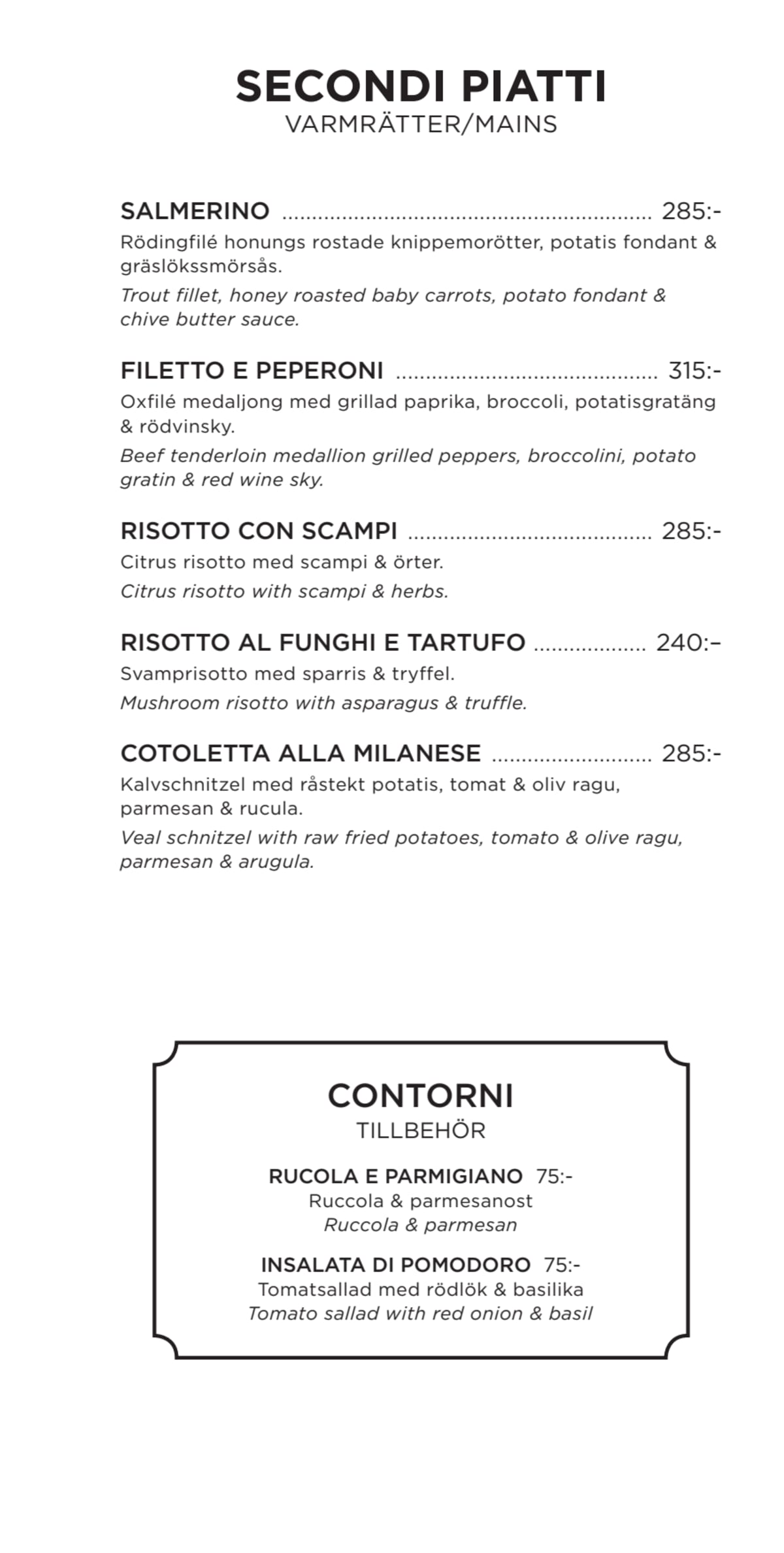 Ciao Ciao Due menu