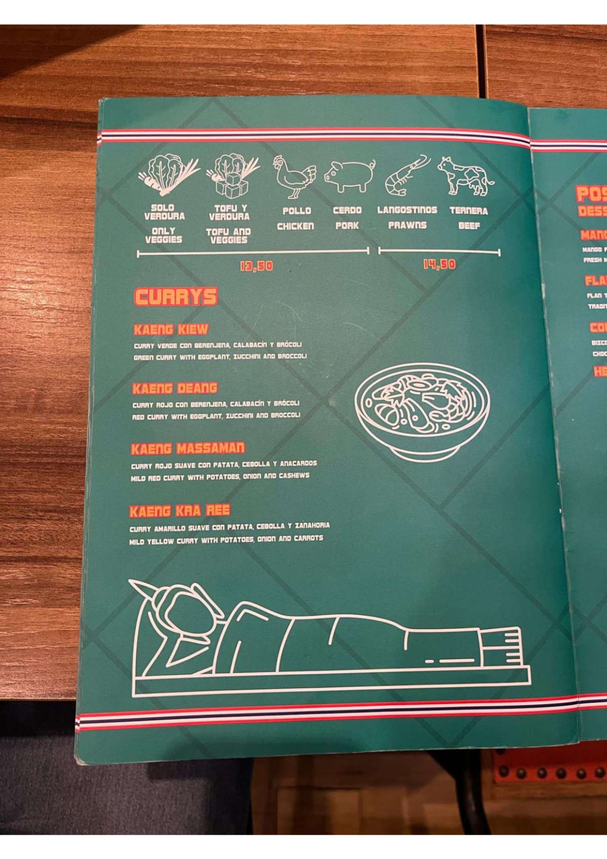 Thai Tuk Tuk menu