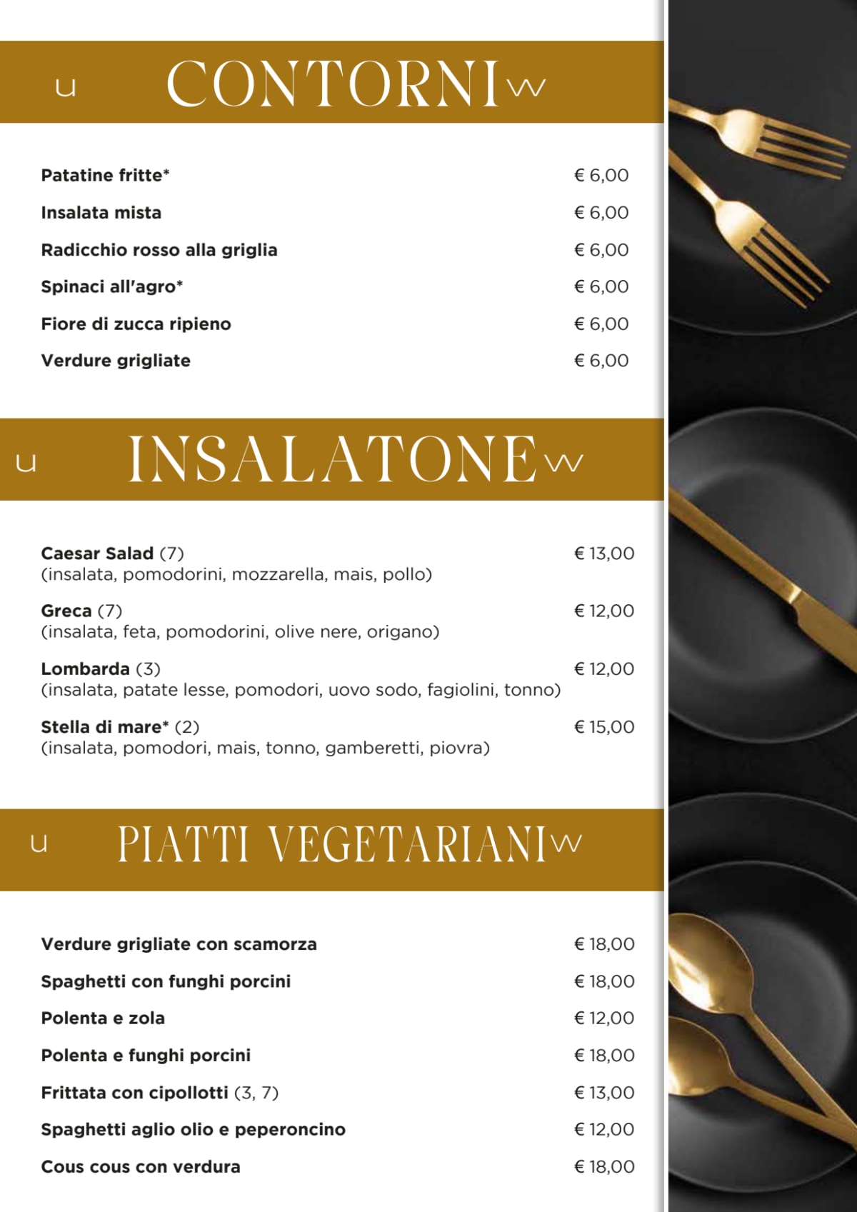 Al Galileo menu