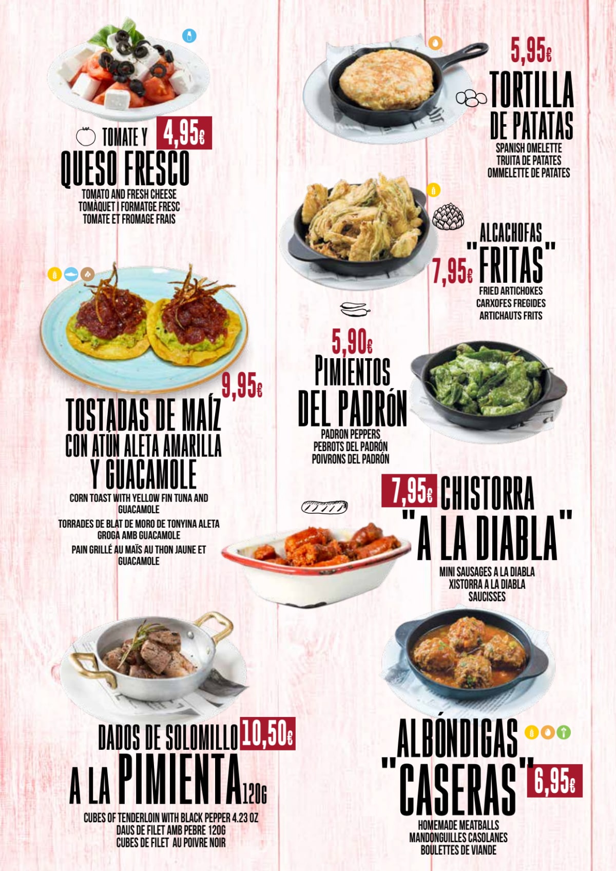 Tapas Les Corts menu