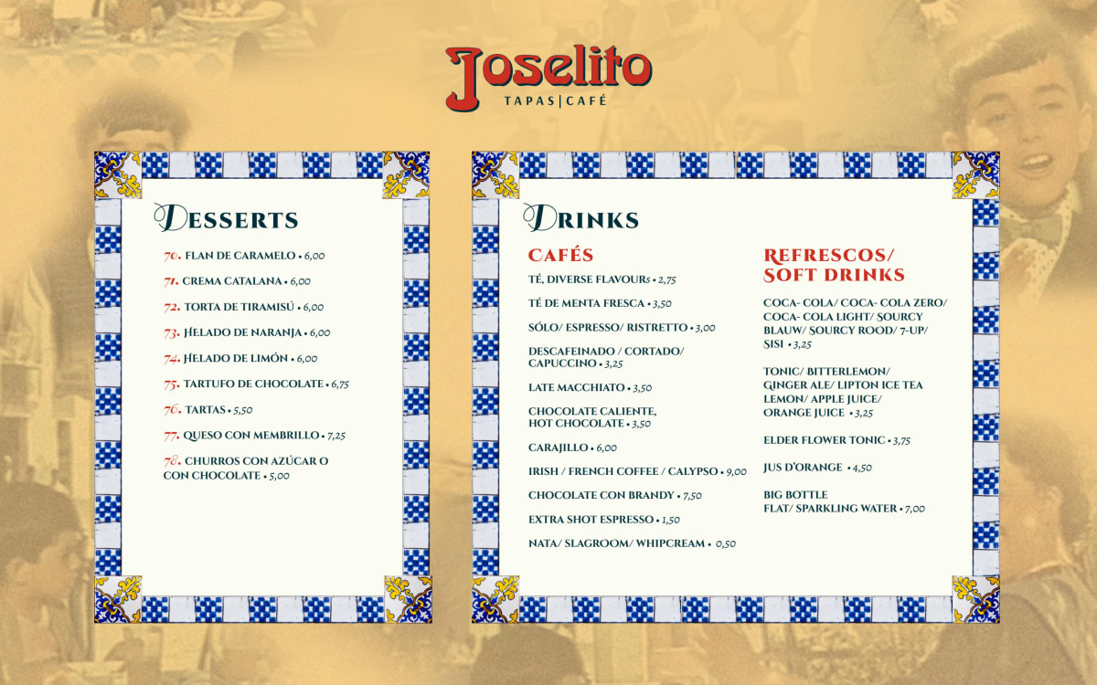 Joselito menu