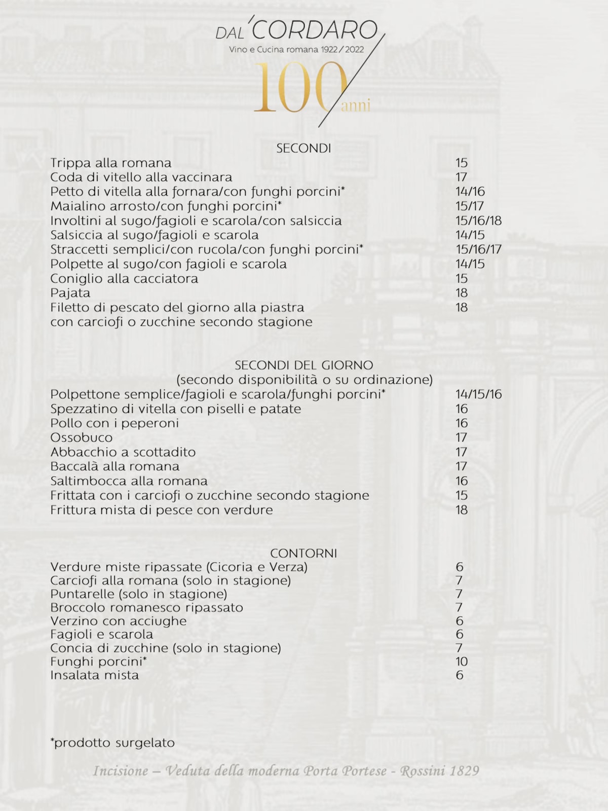 Trattoria Dal Cordaro - Milano menu