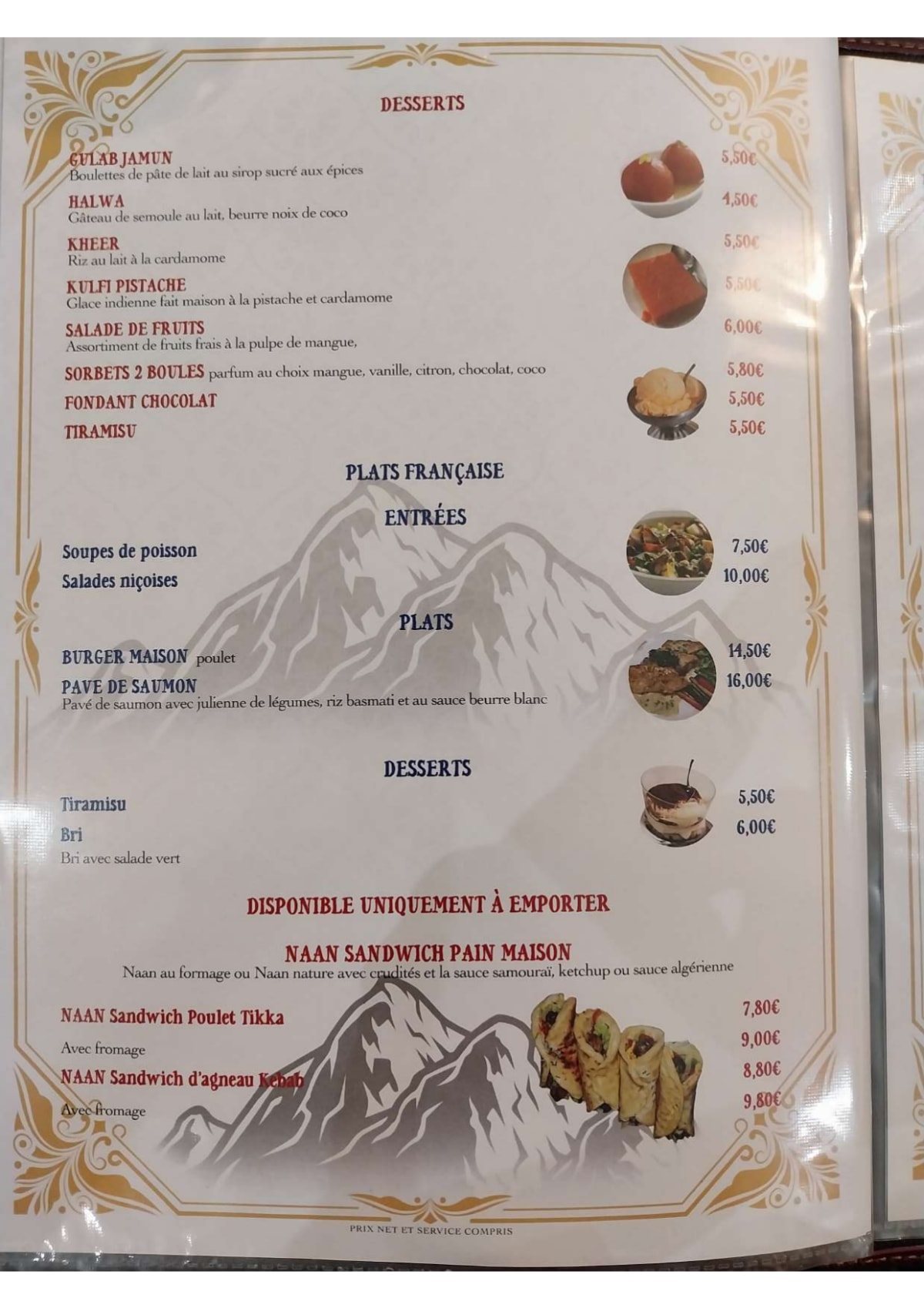 Rivières d'Himalaya menu