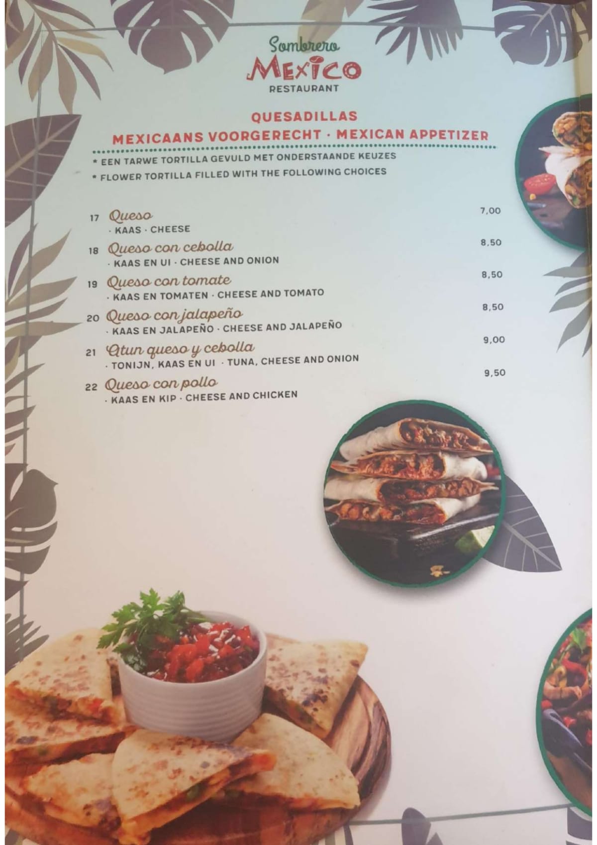 Sombrero Mexico menu