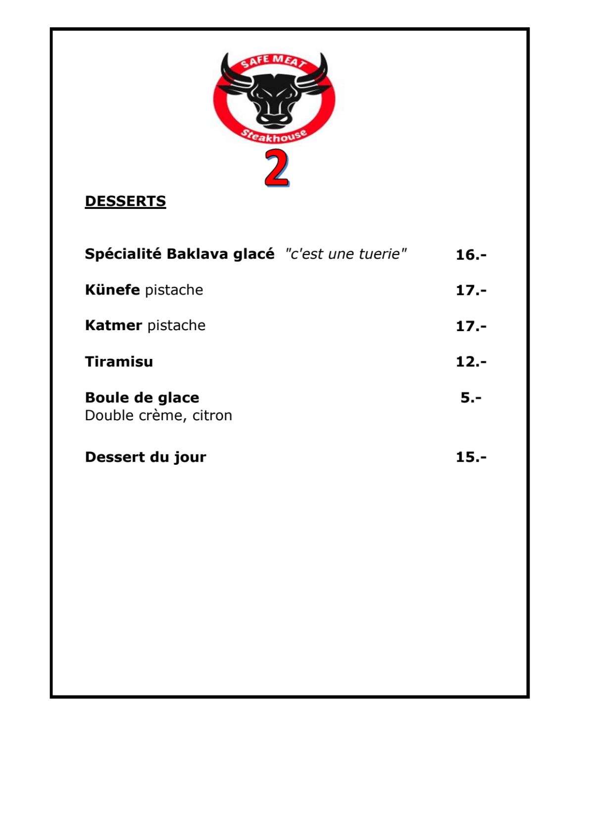 Safemeat Steakhouse 2 - Navigation menu