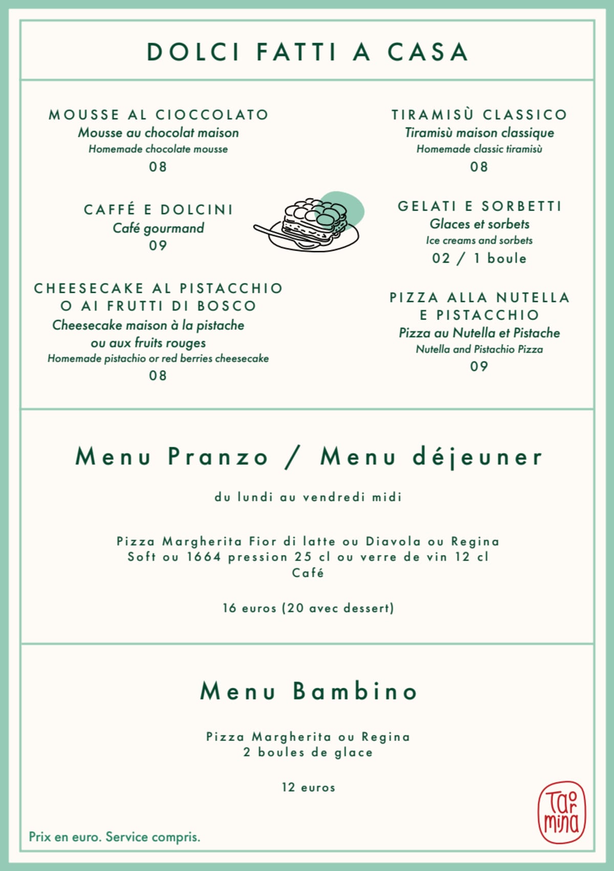 Taormina menu