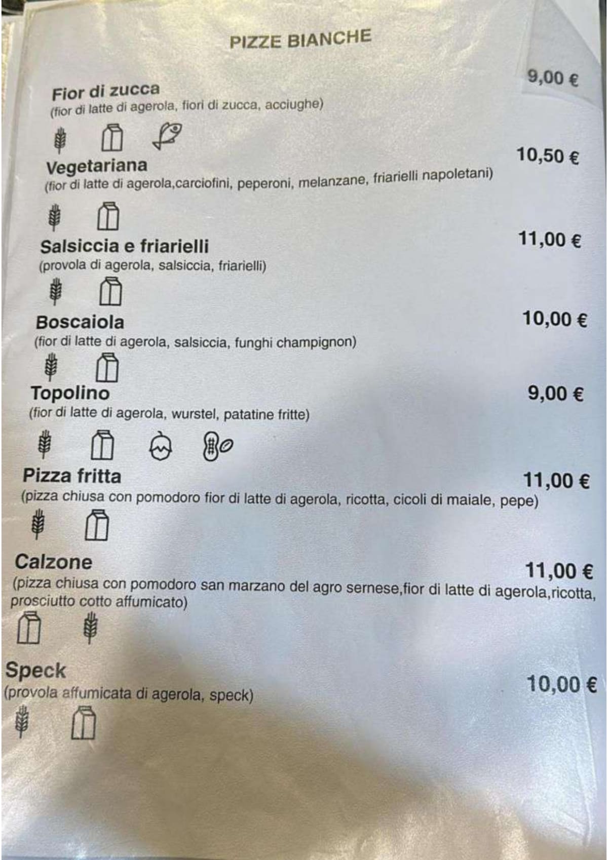 Fantasie Napoletane menu