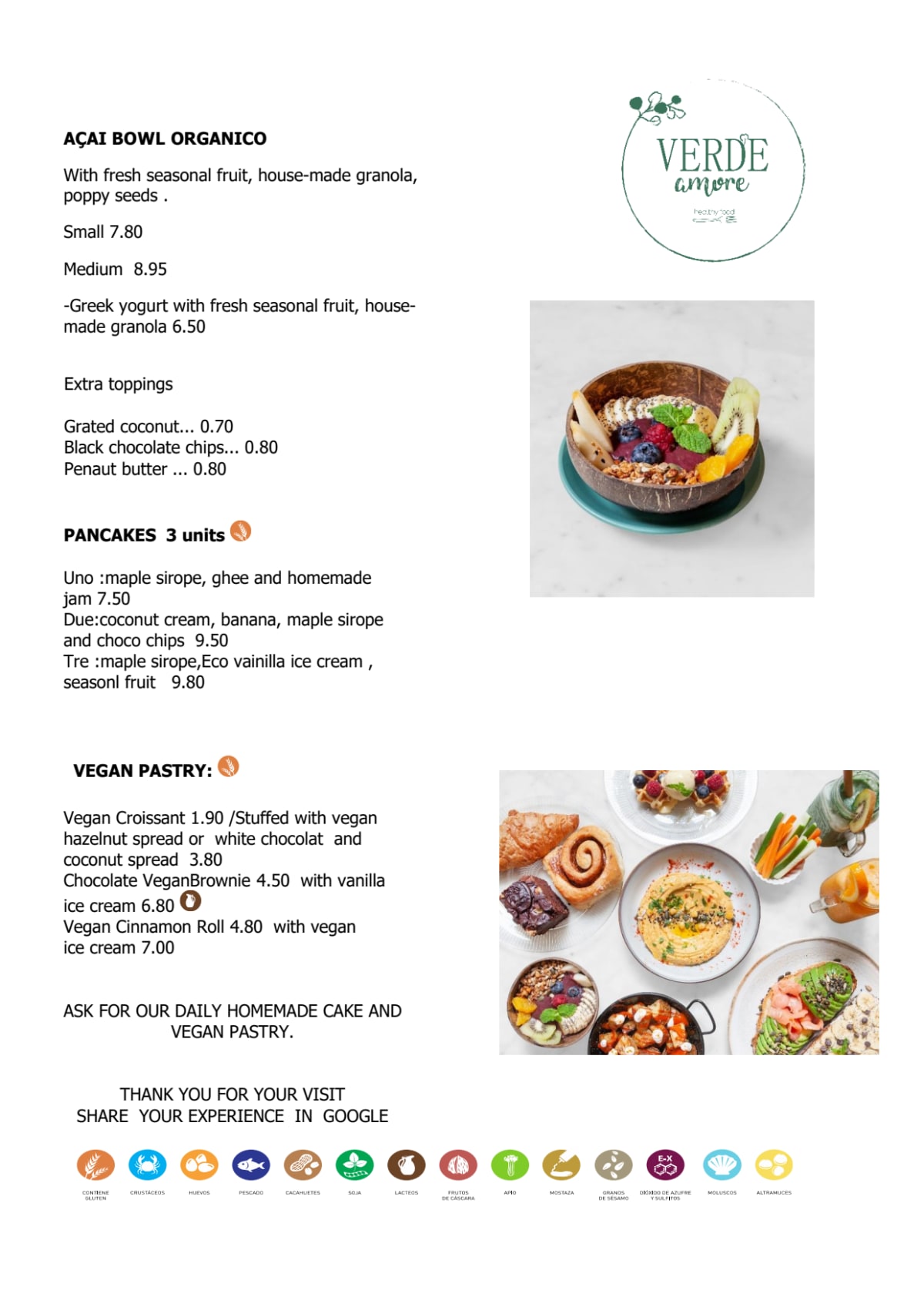 Verde Amore menu