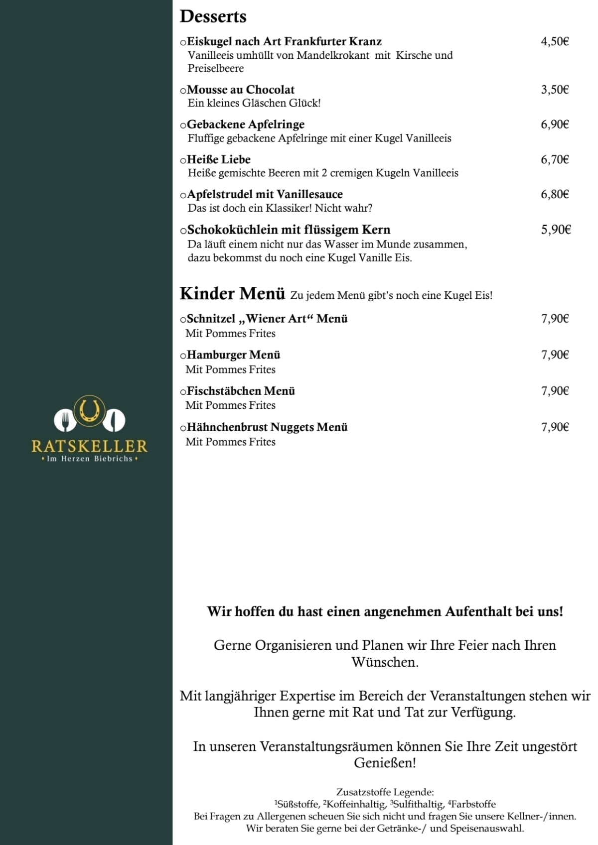 Carte et Menus 2024 Ratskeller Biebrich à Wiesbaden TheFork
