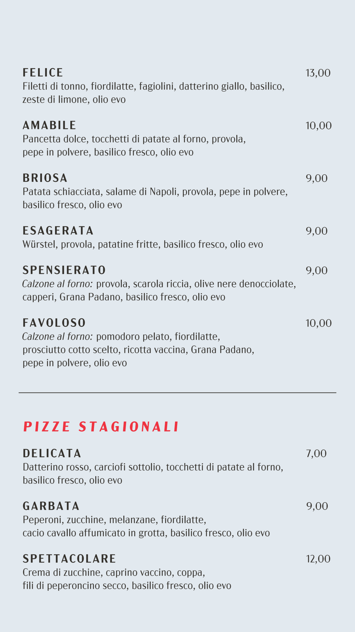 Ci Sta Brera menu