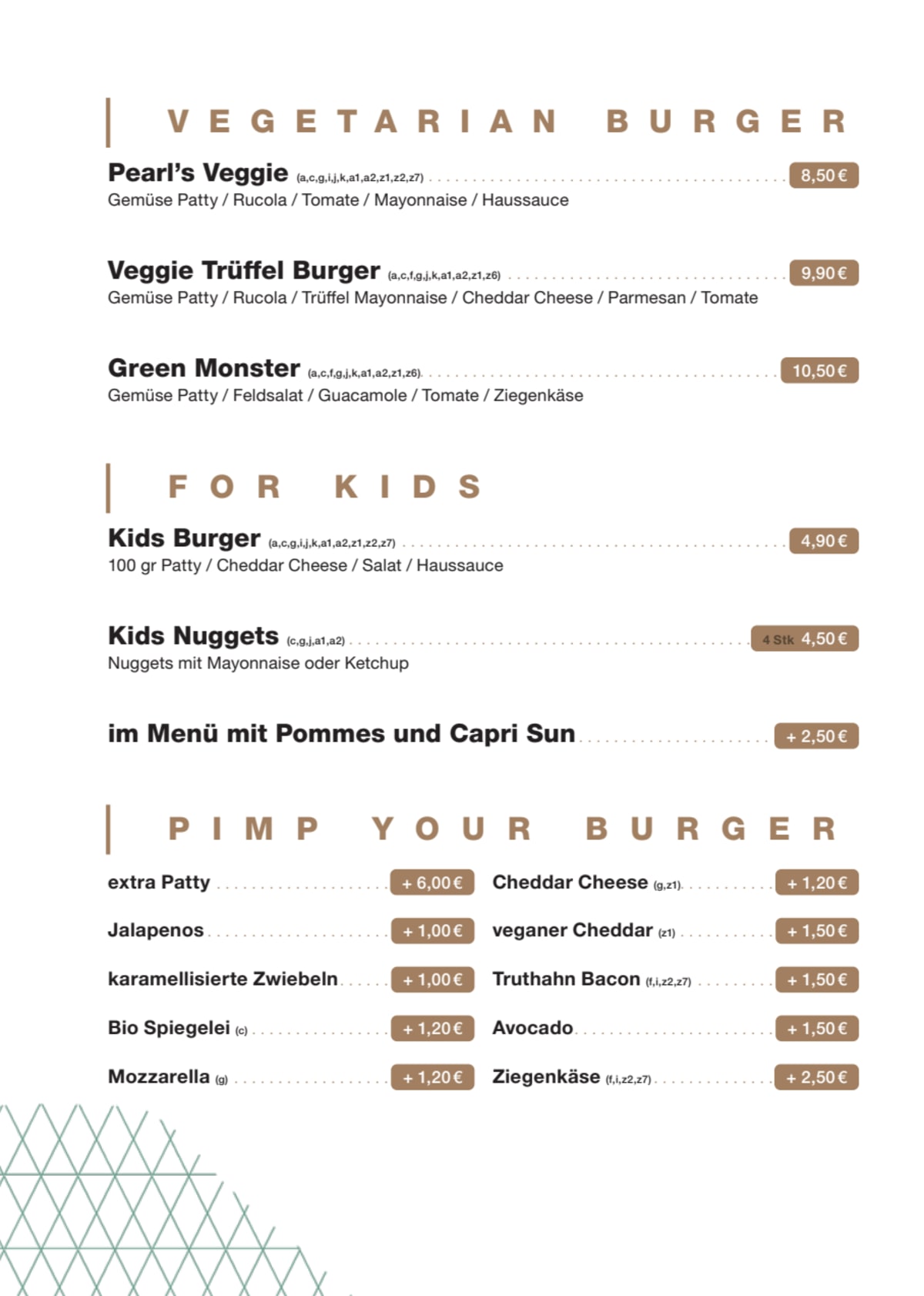The pearl menu cheap