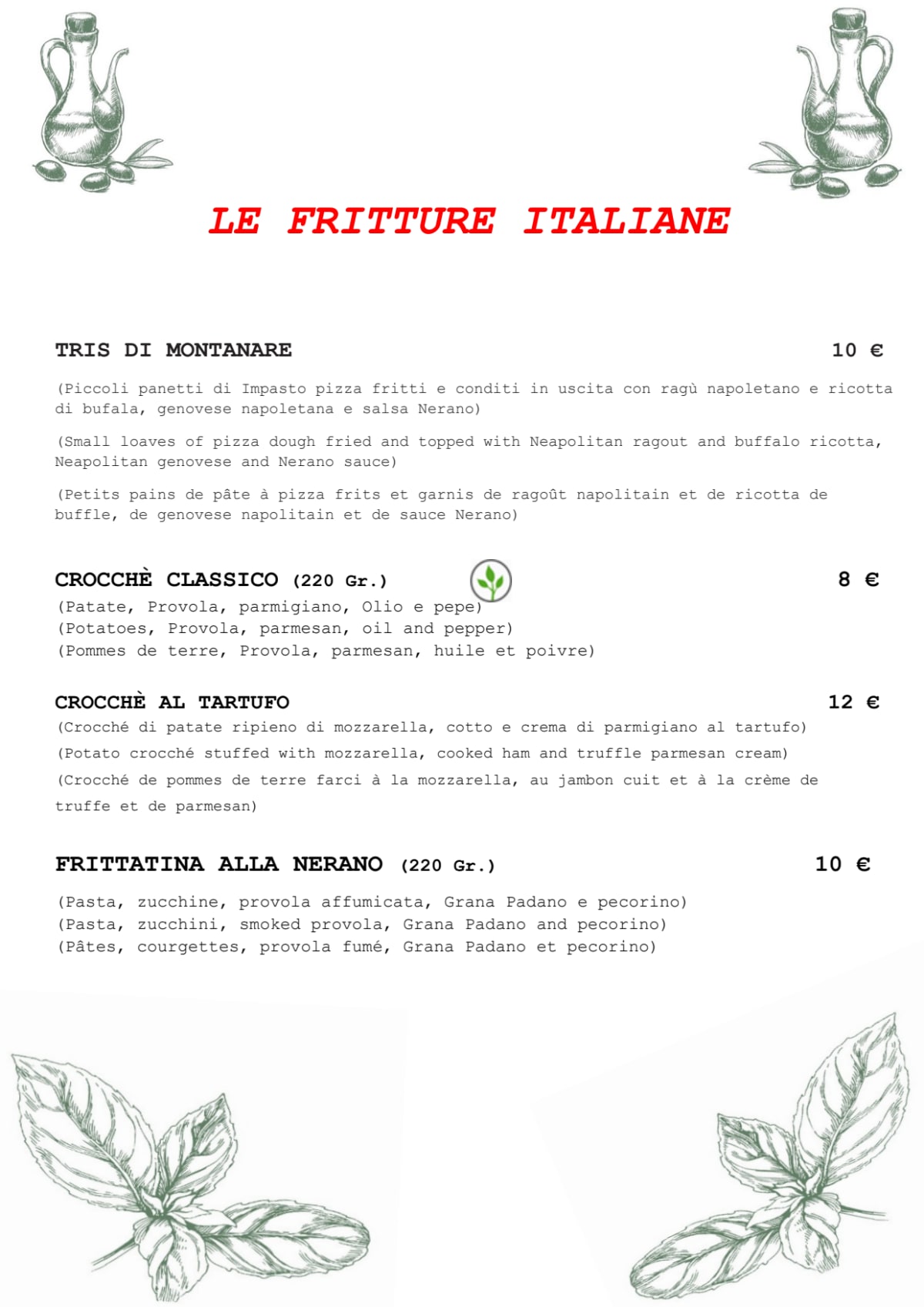 La Pizza è Bella Gourmet menu