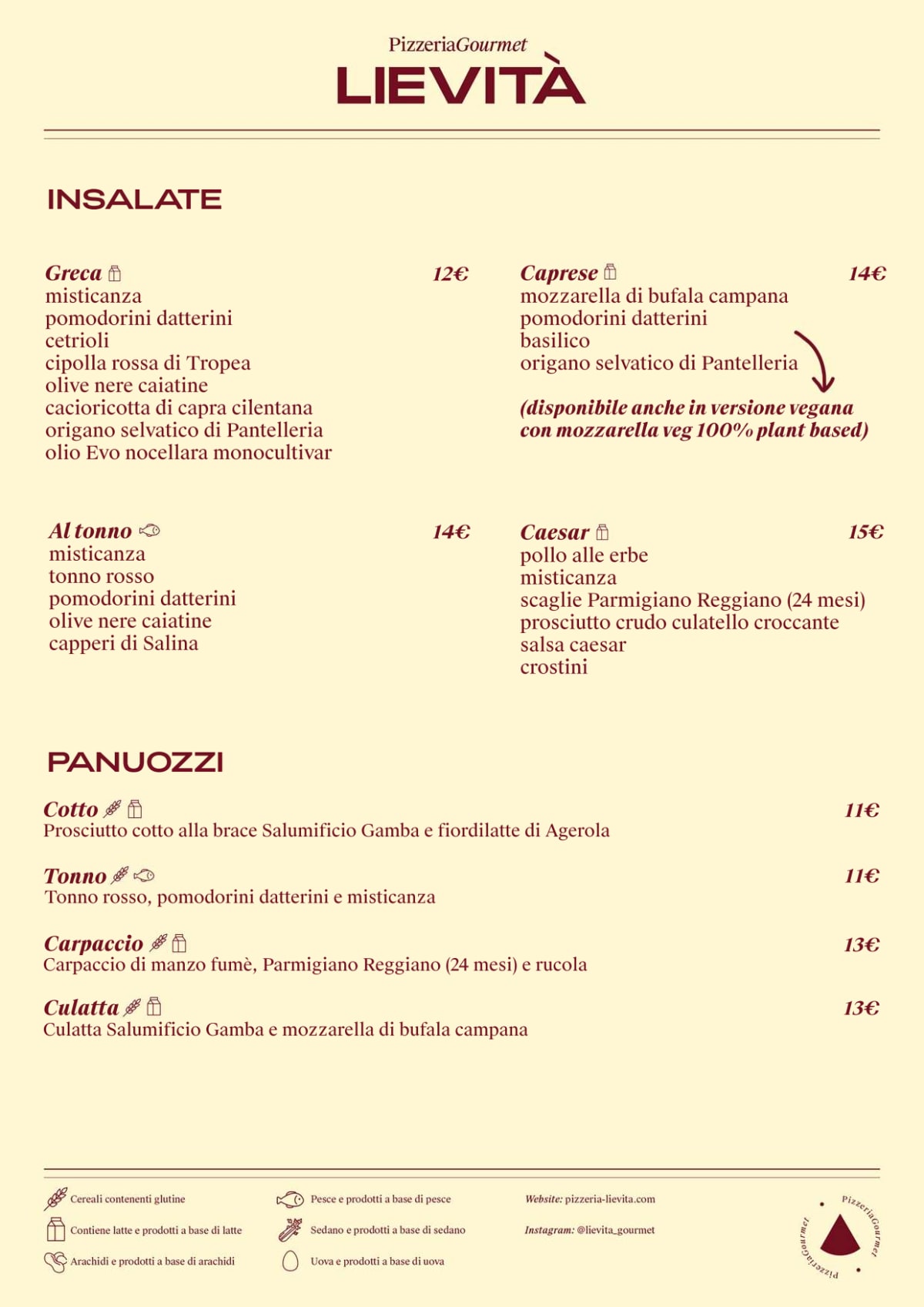 Lievità Sempione - Pizzeria Gourmet menu