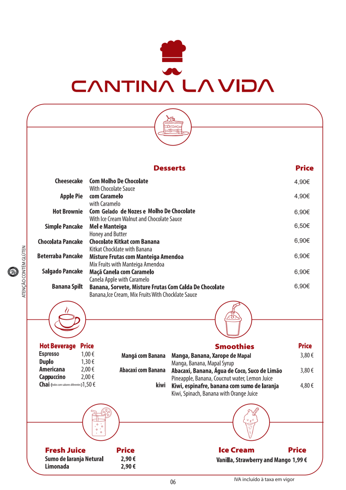 Cantina La Vida menu