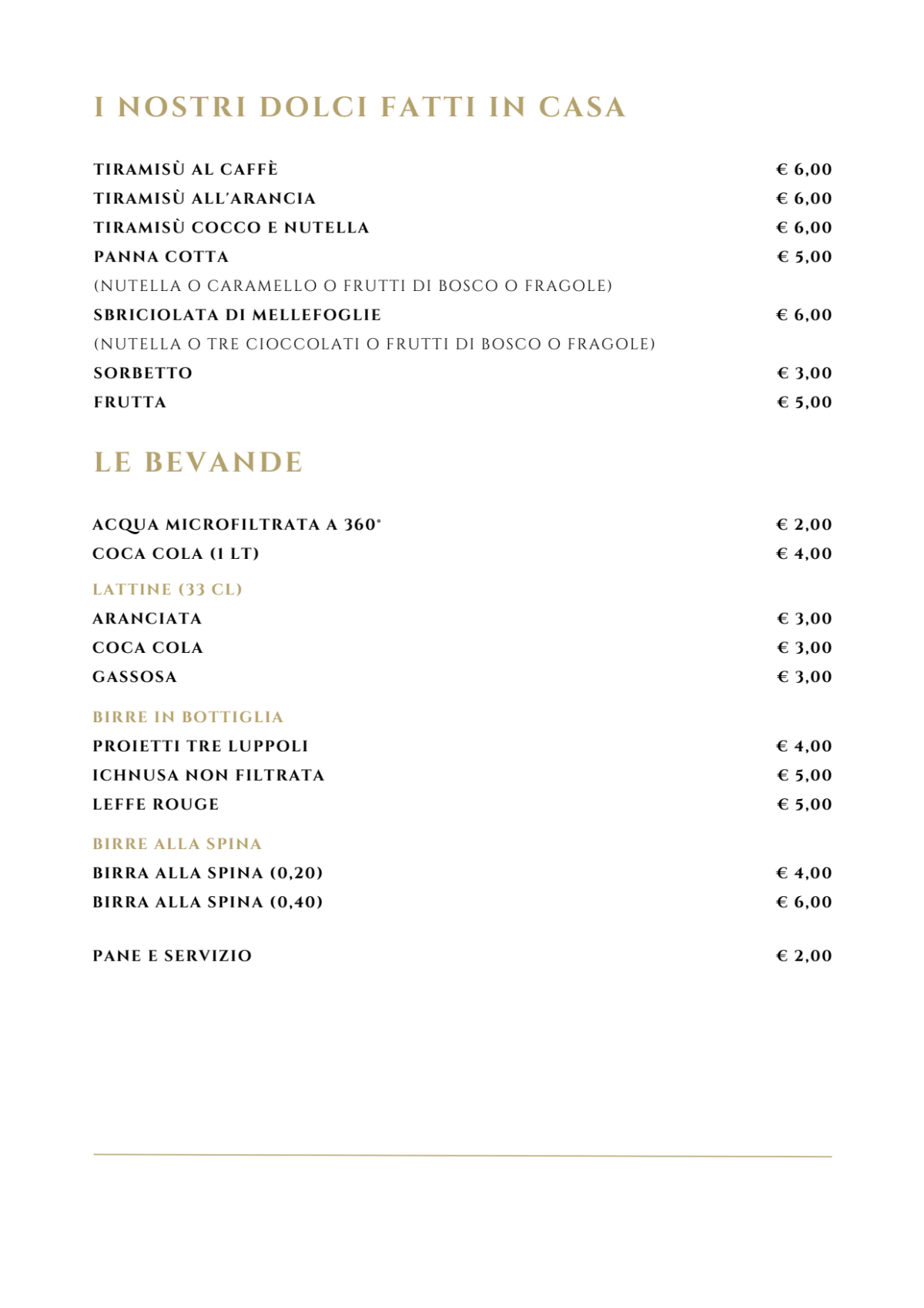 L'Altra Tappa menu