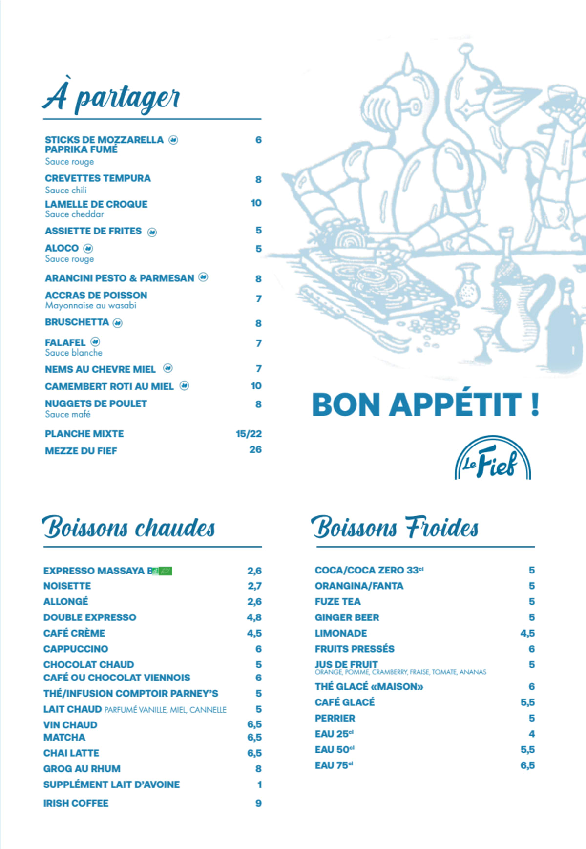Le Fief menu