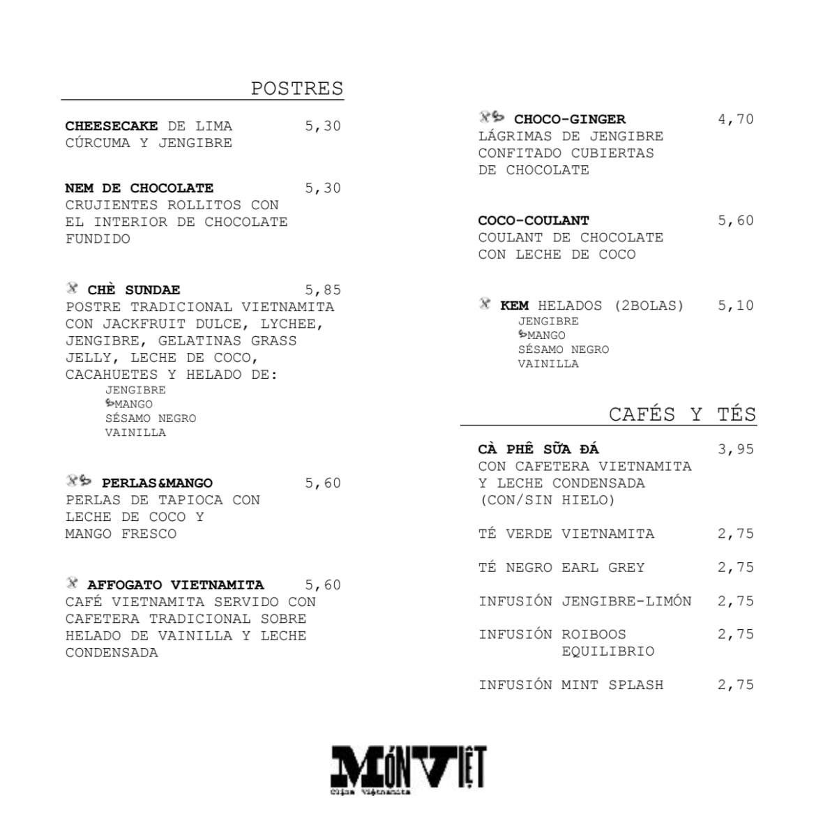 Món Việt menu