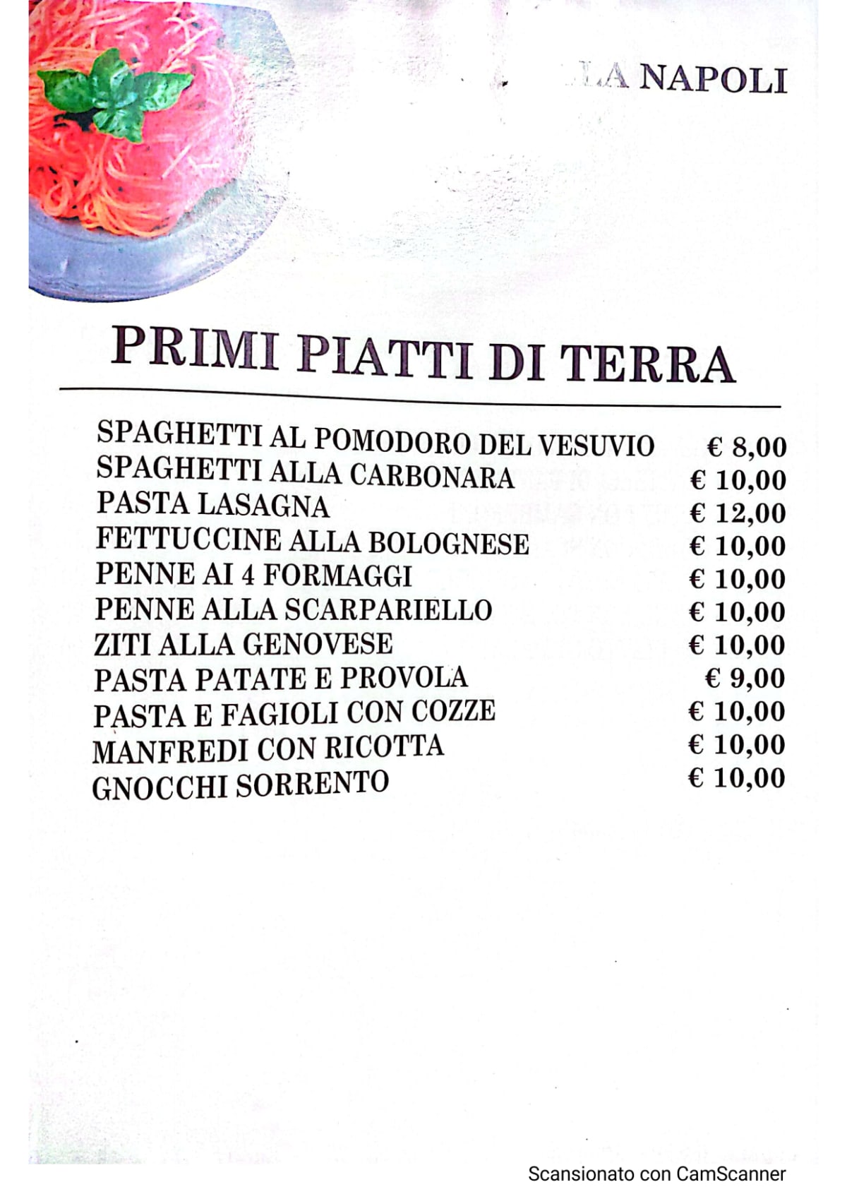 Menù completo e carta 2024 Bella Napoli a Napoli TheFork