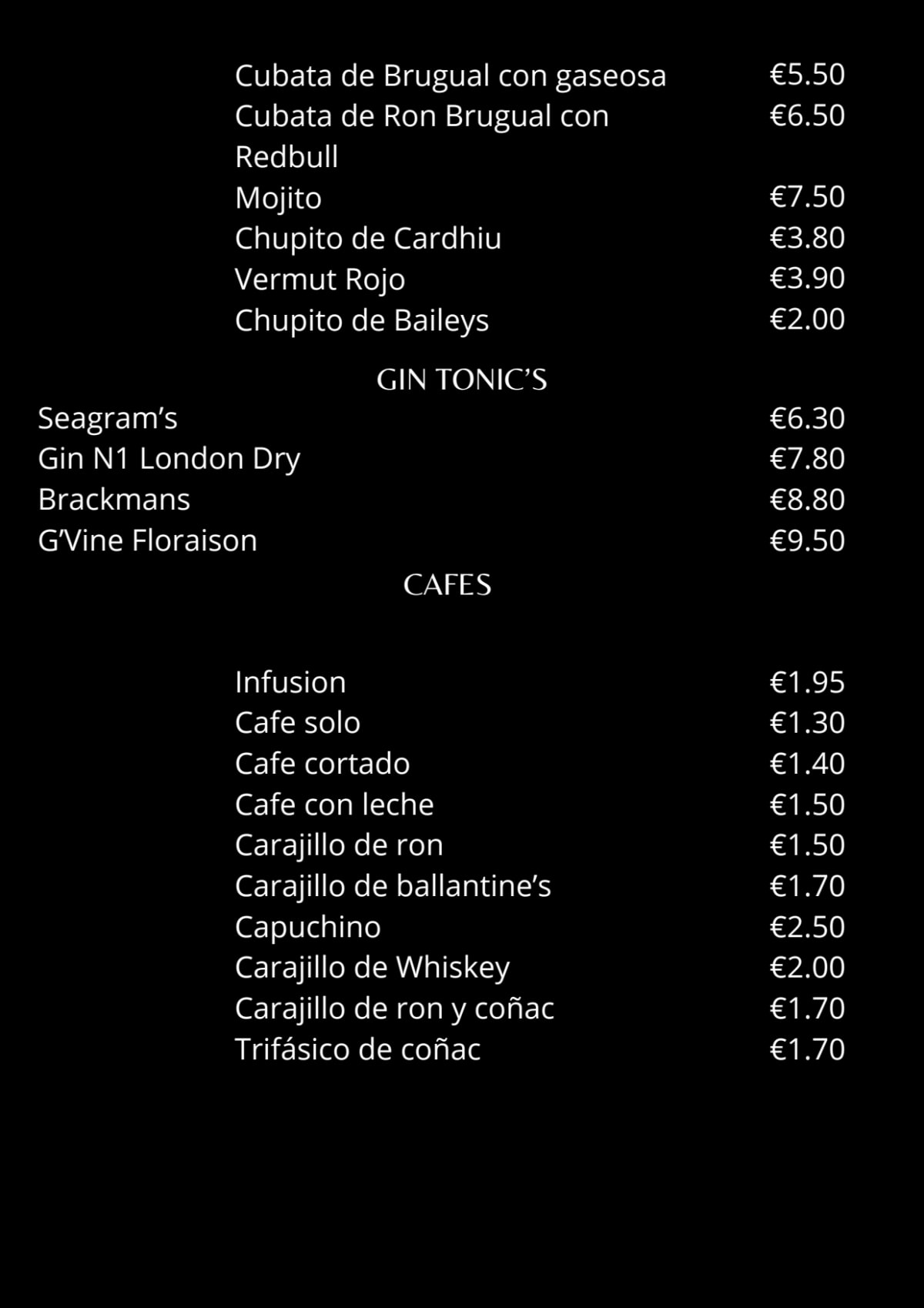 El Barco menu