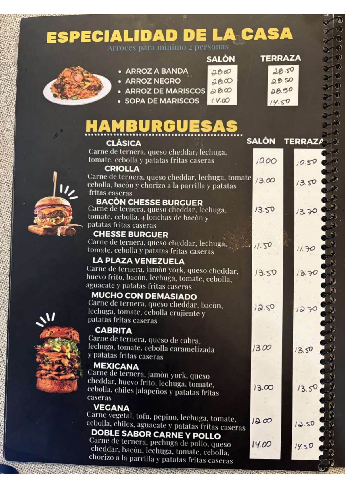 La Taguara menu