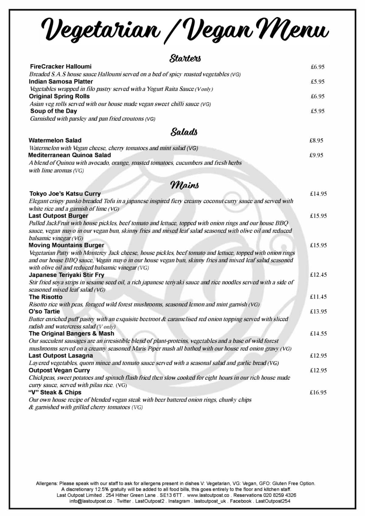 Carte et Menus 2024 Last Outpost à Londres TheFork