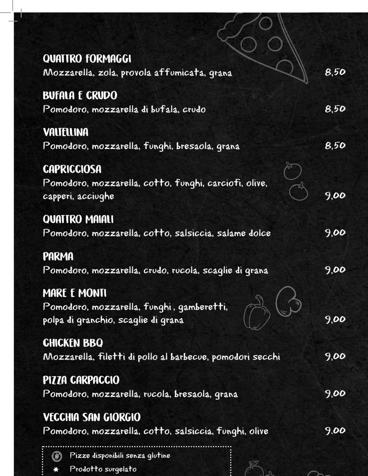 Pizzeria San Giorgio menu