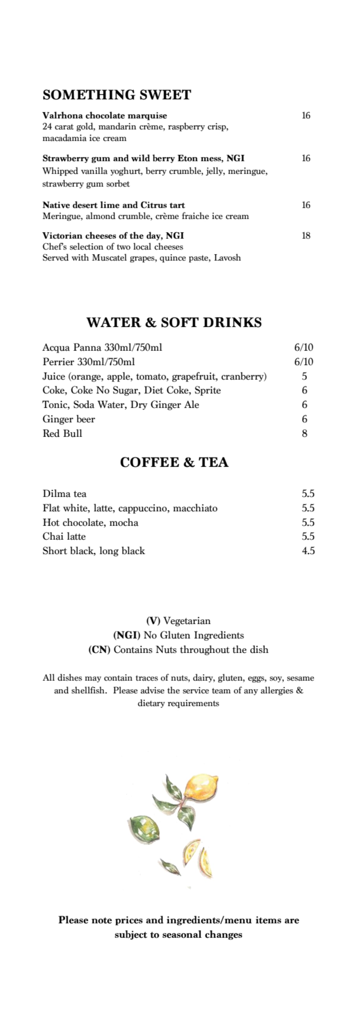 Carte et Menus 2024 The Cliveden Bar & Dining à East Melbourne (VIC