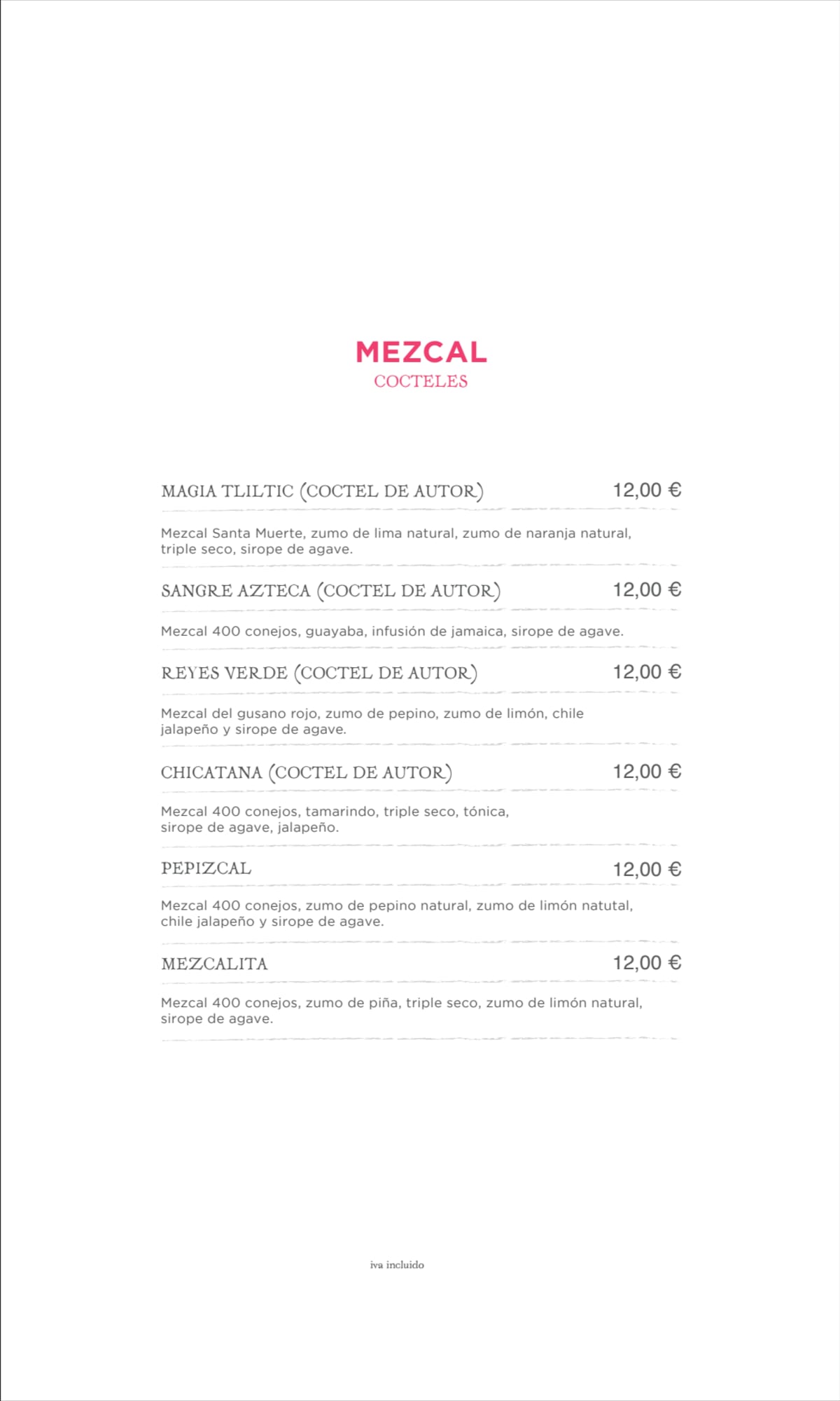 Iztac menu